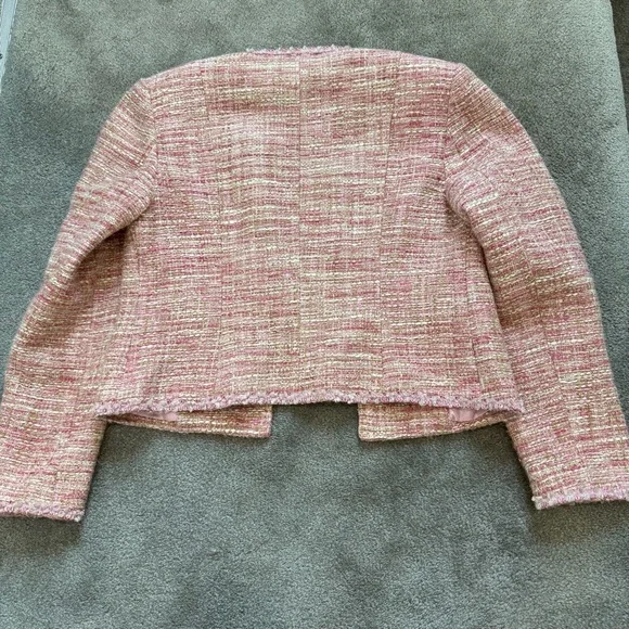 Vintage 60s Spiegel Pink Bouclé Tweed Collarless Blazer - Picture 2 of 10